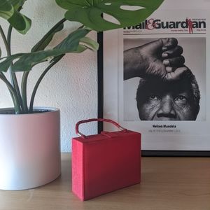 Mini rectangular red satin bag